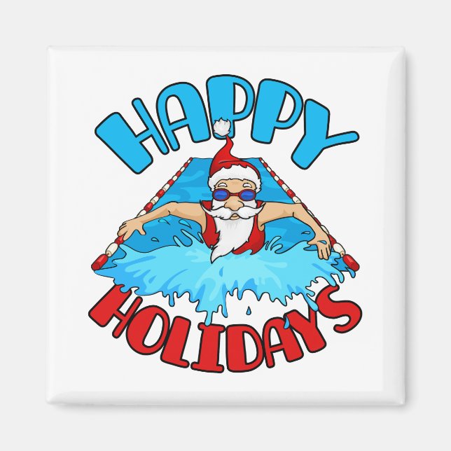 Swimming Weihnachtsurlaub Der Weihnachtsmann schwi Magnet (Vorne)
