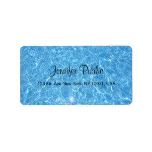 Swimmingpool Blue Aqua Handgeschriebenes Skript Wa Adressaufkleber