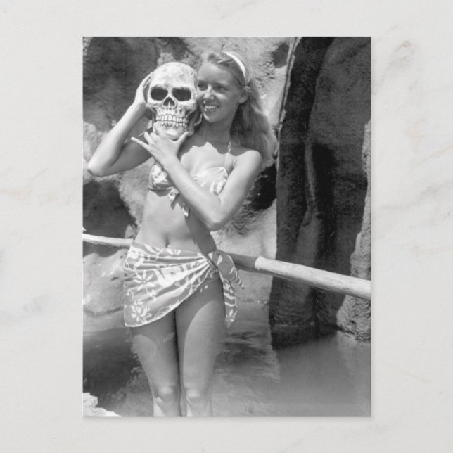 Swimsuit Beauty ! Schwarz-Weiß-Foto Postkarte (Vorderseite)