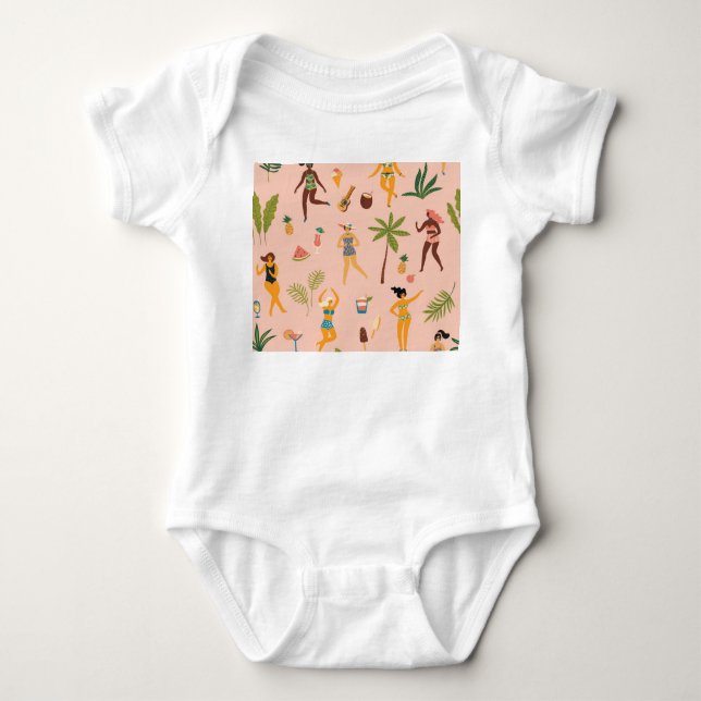 Swimsuit Ladys: Tropischer Vintager Tanz Baby Strampler (Vorderseite)