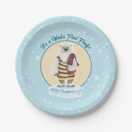 Swimsuit Polar Bear Winter Pool Party Pappteller