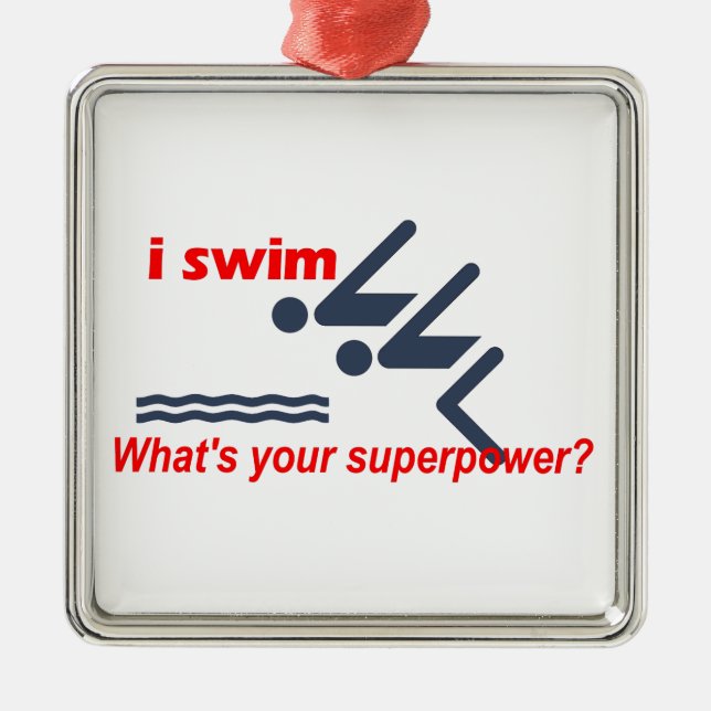 SwimsuperPower Silbernes Ornament (Vorne)