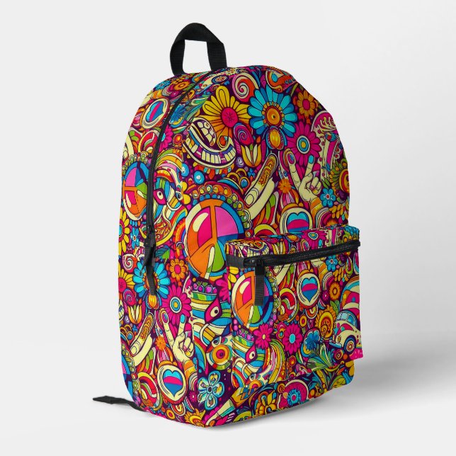 Swing 60er Design-Backpack Bedruckter Rucksack (Rückseitige Ecke links)