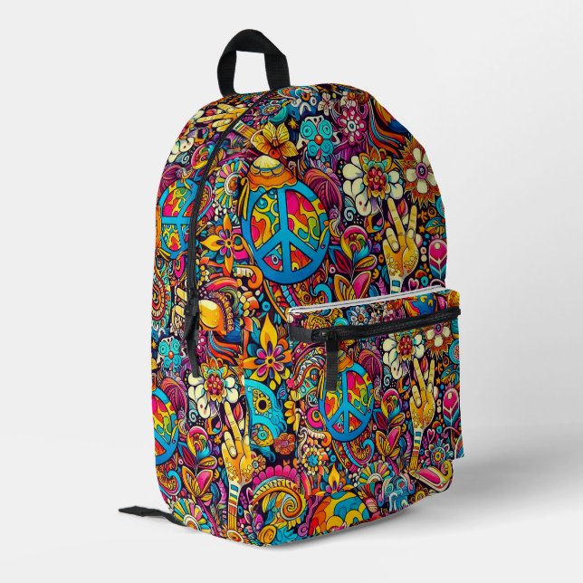 Swing 60er Design-Backpack Bedruckter Rucksack (Rückseitige Ecke links)
