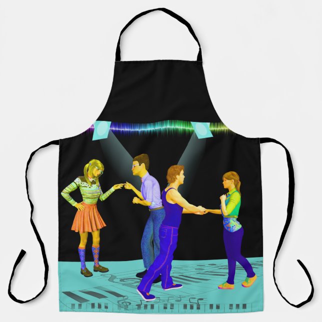 Swing Dancers on Musical Note Floor (L) Schürze (Vorderseite)