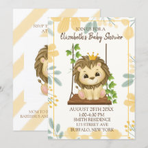 Swing Flora Prince Lion Boy Baby Dusche Einladung