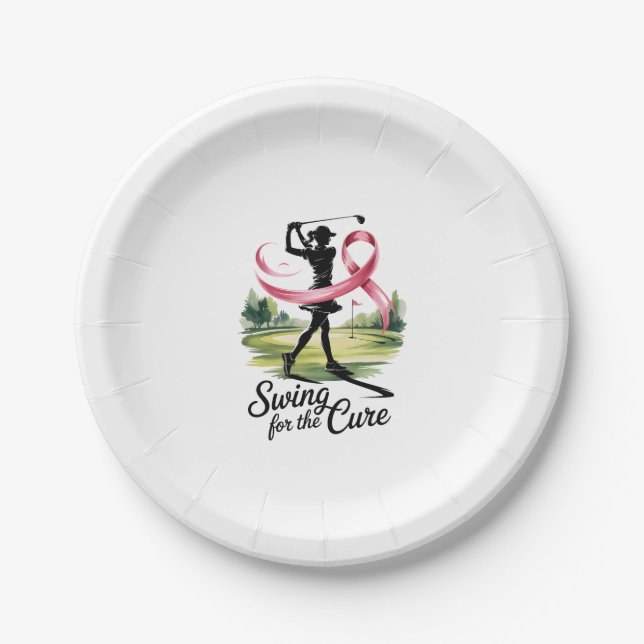 Swing for Cure Golf Breast Cancer Pappteller (Vorderseite)