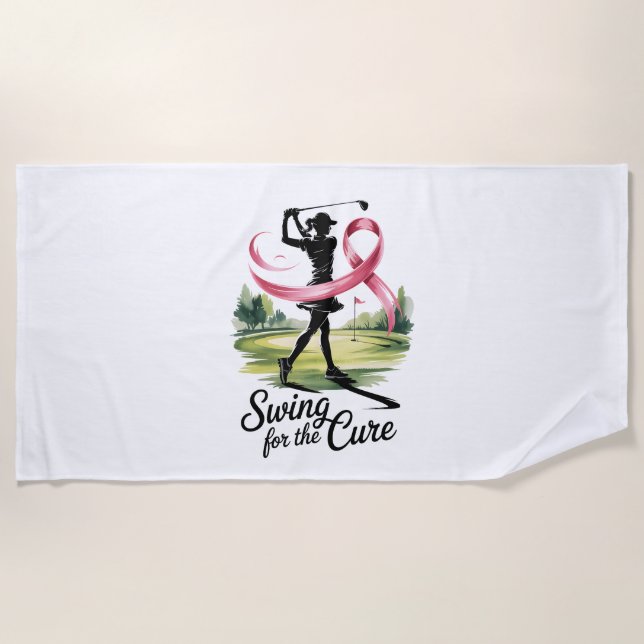 Swing for Cure Golf Breast Cancer Strandtuch (Vorderseite)