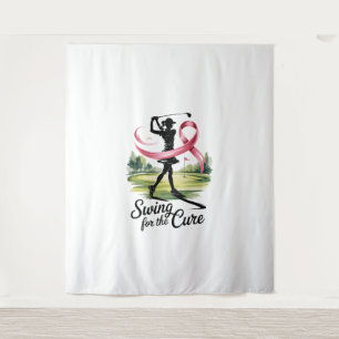 Swing for Cure Golf Breast Cancer Wandteppich