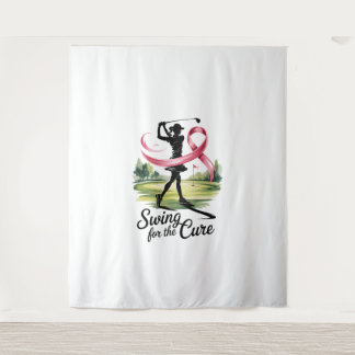 Swing for Cure Golf Breast Cancer Wandteppich