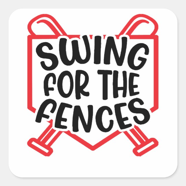 Swing for Fences Baseball Softball Girls Boys Quadratischer Aufkleber (Vorderseite)