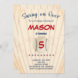 Swing on Over Baseball Anniversaire Invitation