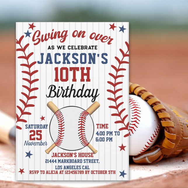 "Swing On Over – Baseball Birthday Boy Party  Einladung (Von Creator hochgeladen)