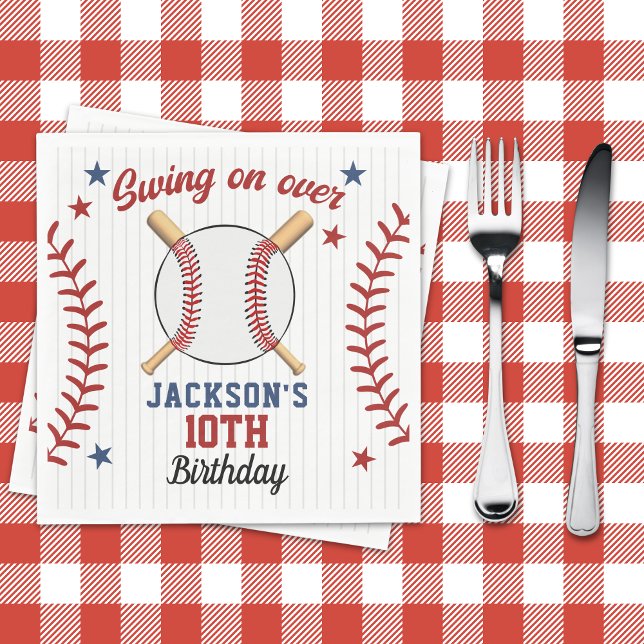 "Swing On Over – Baseball Birthday Party  Serviette (Von Creator hochgeladen)