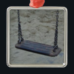 Swing on Playground, Summer Sand Beach Kids Play Ornament Aus Metall<br><div class="desc">Swing on Playground,  Summer Sand Beach Kids Play</div>