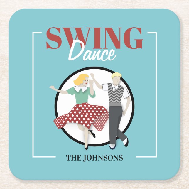 Swing-Tanz Rechteckiger Pappuntersetzer (Vorderseite)