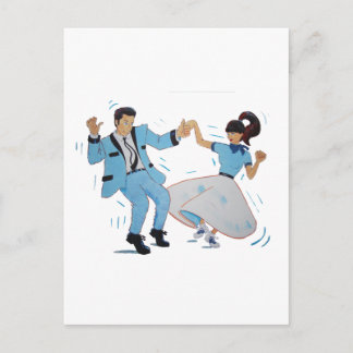 Swing-Tänzer mit Poodle-Rock und Sattelschuhen Postkarte