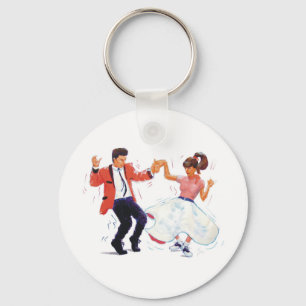 Swing-Tänzer mit Poodle-Rock und Sattelschuhen Schlüsselanhänger