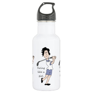 Swing wie ein Girl Fun Golf Quote & Cartoon Edelstahlflasche