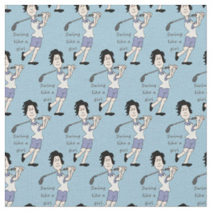 Swing wie ein Girl Golfer Fun Golf Quote Cartoon Stoff