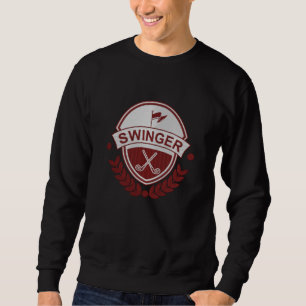 Swinger-Golf-Logo mit Schild und Club Besticktes Sweatshirt