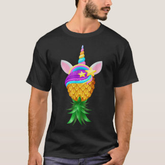 Swinger Upside Down Ananas Magical Unicorn Head T-Shirt