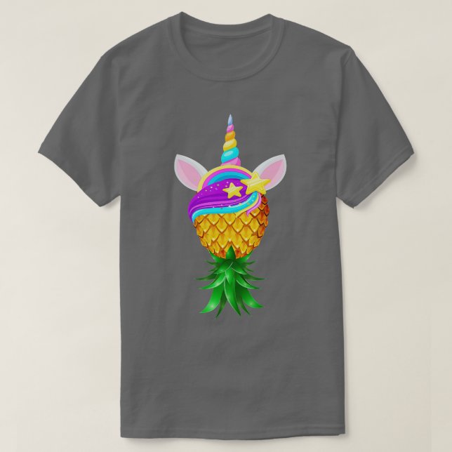 Swinger Upside Down Ananas Magical Unicorn Head T-Shirt (Design vorne)