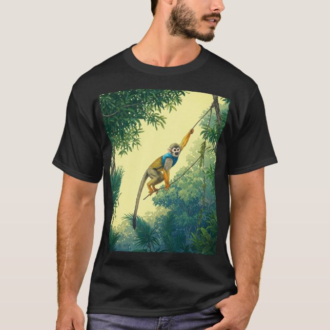 Swinging Eichhörnchen Monkey Dschungel T - Shirt (Vorderseite)