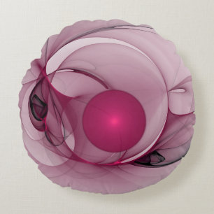 Swinging Fractal, moderne abstrakte Beer pink Kuns Rundes Kissen