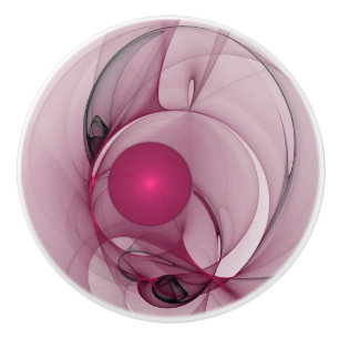 Swinging Fractal, moderne abstrakte Berry Pink Kun Keramikknauf