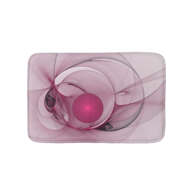 Swinging Fraktal, Moderne Abstrakte Berry Pink Art Badematte (Vorderseite)