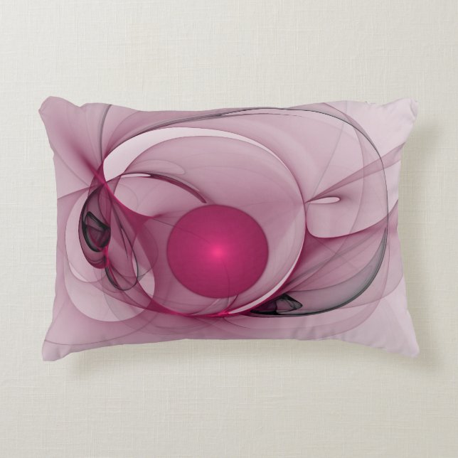 Swinging Fraktal, Moderne Abstrakte Berry Pink Art Dekokissen (Vorderseite)