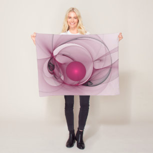 Swinging Fraktal, Moderne Abstrakte Berry Pink Art Fleecedecke