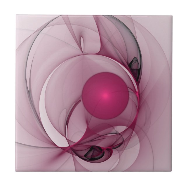 Swinging Fraktal, Moderne Abstrakte Berry Pink Art Fliese (Vorderseite)