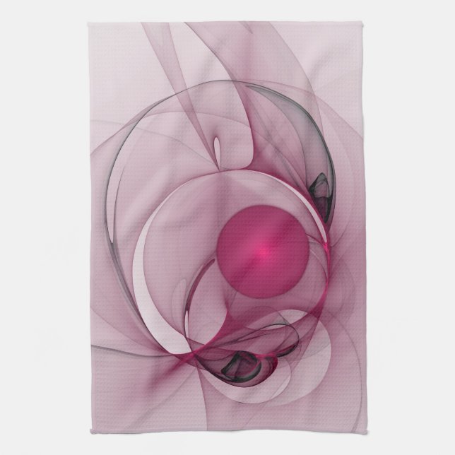 Swinging Fraktal, Moderne Abstrakte Berry Pink Art Geschirrtuch (Vertikal)