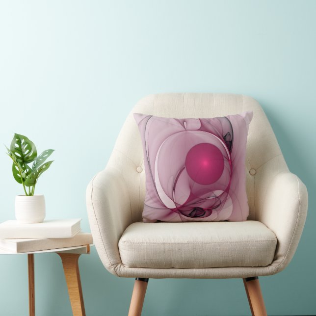 Swinging Fraktal, Moderne Abstrakte Berry Pink Art Kissen (Stuhl )