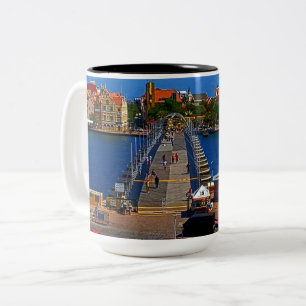 Swinging Old lady Curacao Bridge Zweifarbige Tasse
