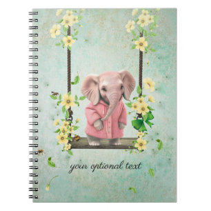 Swinging Pink Elephant Spiral-Foto-Notizbuch Notizblock