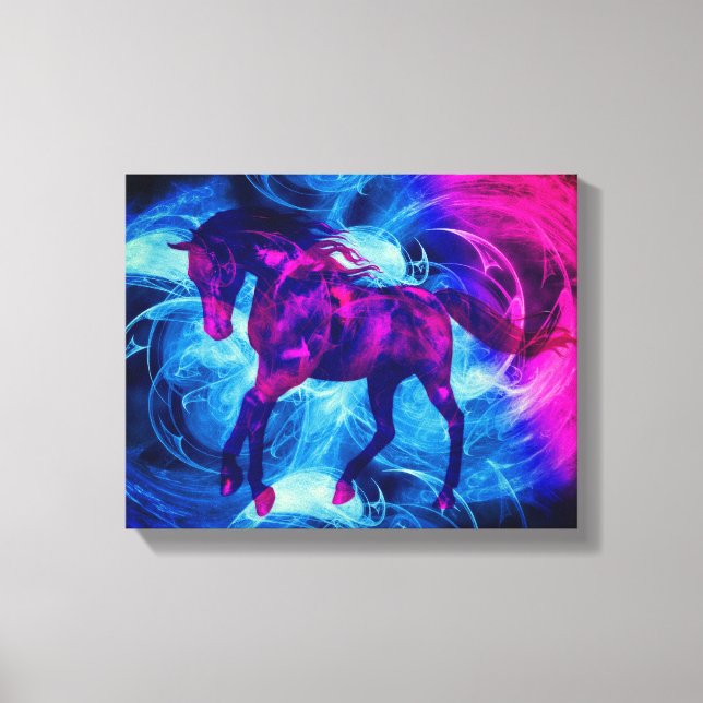 Swirbelnde Fraktale Fantasy Horse Leinwanddruck (Vorderseite)