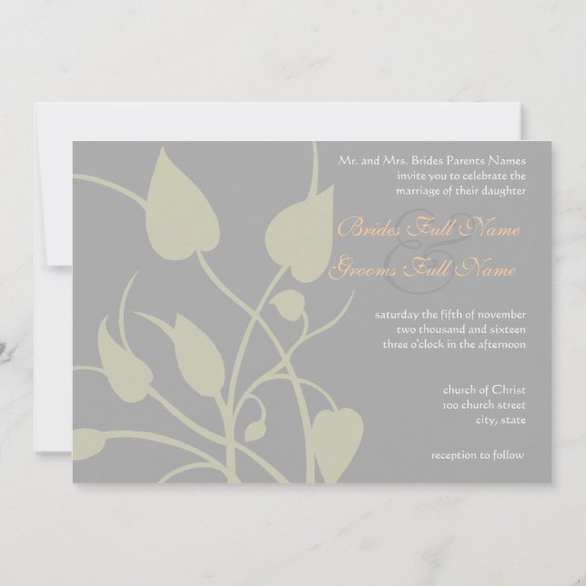 Swirl Blätter Hochzeitseinladung Einladung (Rückseite)