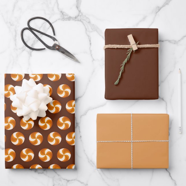 Swirl Candy lollipop braun Happy Thanksgiving Geschenkpapier Set (Vorderseite)