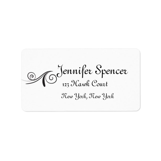 Swirl Design Wedding Labels Adressaufkleber (Vorne)