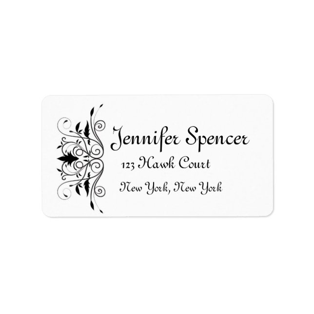 Swirl Design Wedding Labels Adressaufkleber (Vorne)
