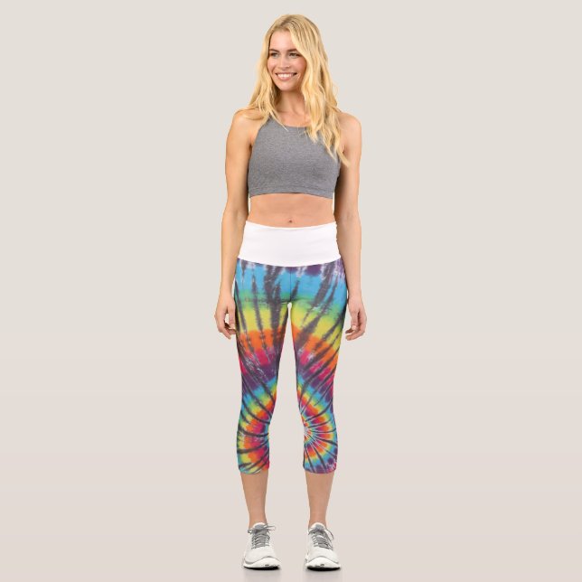 Swirl Gefärbte Krawatte Capri Leggings (Vorderseite)