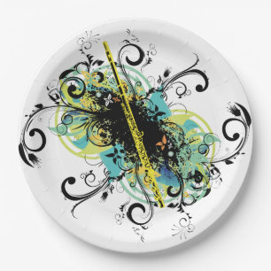 Swirl Grunge Flute Pappteller