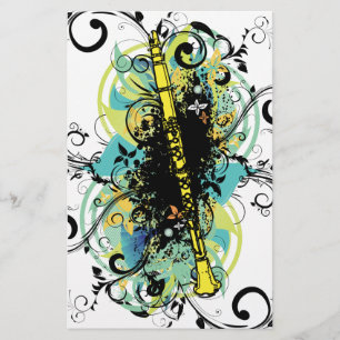 Swirl Grunge Klarinette Briefpapier