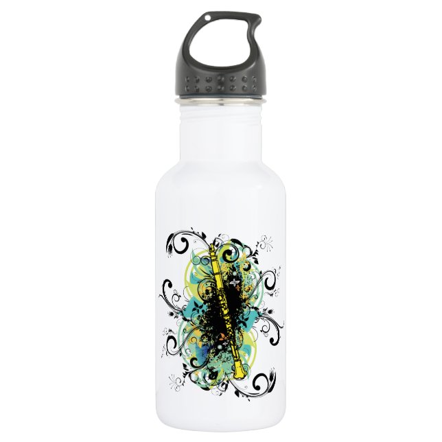 Swirl Grunge Klarinette Edelstahlflasche (Vorderseite)