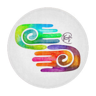 Swirl Hamsas Watercolor Art Schneidebrett