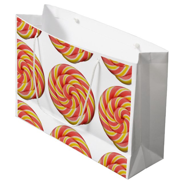 Swirl Lollipop Candy Design Große Geschenktüte (Vorderseite Schrägansicht)