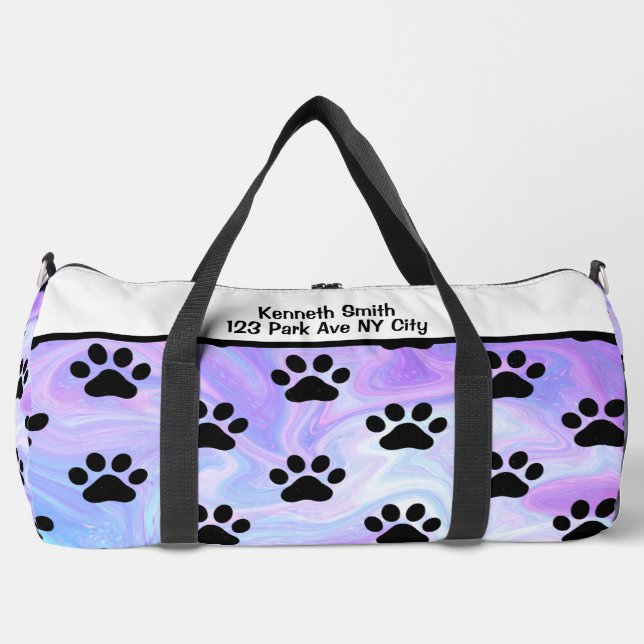Swirl Marble Paw Print Pet monogram personalize Duffle Bag (Vorderseite)